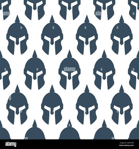 Seamless Pattern Of A Silhouette Ancient Spartan Helmet Stock Vector