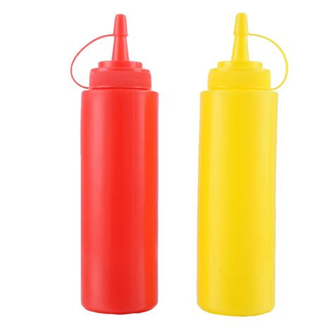 Plastic Squeeze Bottle Condiment Dispenser Ketchup Mustard Sauce