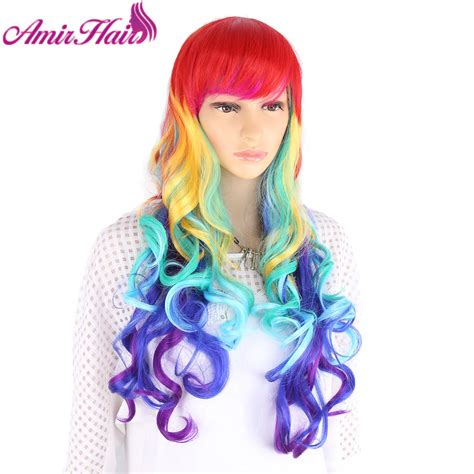 Amir Colorful Curly Synthetic Hair Heat Resistant Mixed Color Cosplay Wigs For Woman Purple Pink