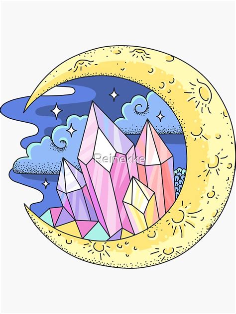 Crystals On The Moon Sticker By Reinekke Redbubble