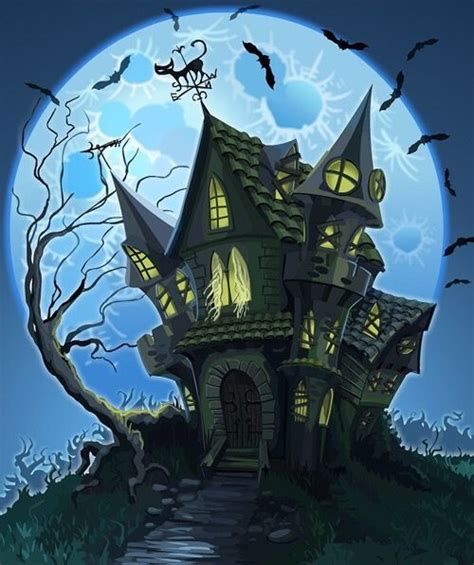 Vintage Halloween Halloween Illustration Halloween Haunted Houses