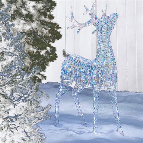 Noma 4 Ft Pre Lit Led Light Up Iridescent Deer Outdoor Holiday Lawn