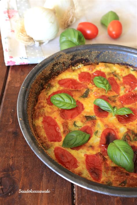 Ricette frittata con pomodorini con foto e procedimento. Frittata con cipolle e pomodorini al forno - SuaDolcezzaReale