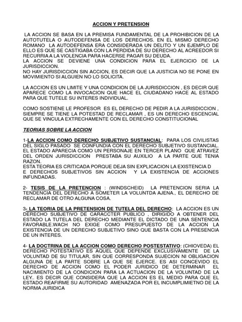 Acción Y Pretensión Pdf Ley Procesal Jurisdicción