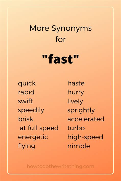 More Synonyms For Fast Writing Tips Learn English Words Essay