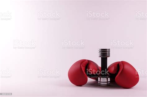 Two Boxing Gloves And A Dumbbell Stock Photo Download Image Now
