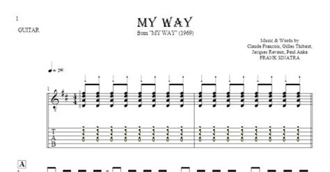 My Way Notes And Tablature For Guitar Playyournotes