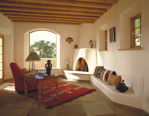 Southwest Adobe Reading Room With A Kiva Fireplace Santa Fe 1280x1003