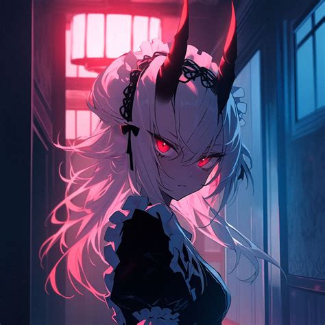 Download Wallpaper 2780x2780 Girl Demon Horns Maid Anime Dark Ipad