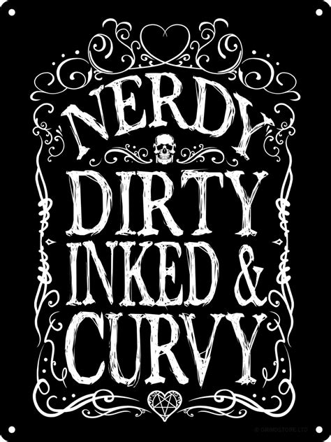 Nerdy Dirty Inked Curvy Mini Tin Sign Grindstore Wholesale Cute Shirt Designs Nerdy