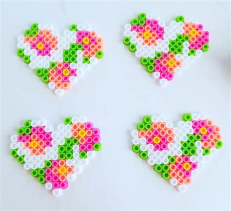 Heart Perler Magnets Perler Beads Designs Diy Perler Beads Hama
