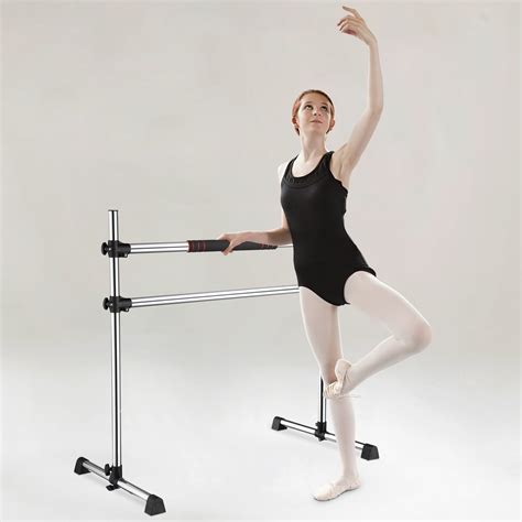 Whitesilver 4 Ft Ballet Barre Double Bars For Fitness Detachable