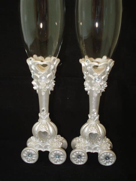 cinderella fairy tale coach wedding toasting glasses wedding toasting glasses toasting