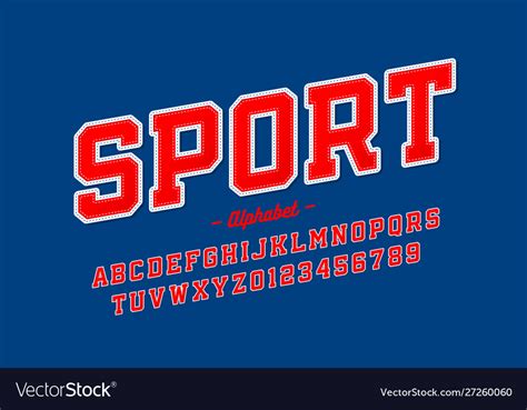 Sports Uniform Style Font Alphabet Letters Vector Image