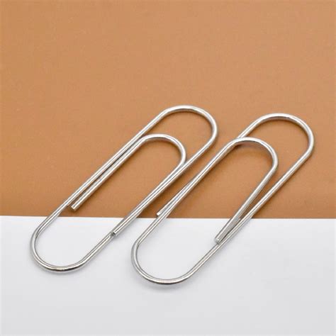 6 Sterling Silver Paper Clips With Rhodium Plated 925 Silver Etsy