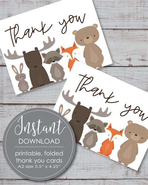 The internet site features a vast data base with structured groups. Printable Thank You Card - Foldable Cards - Woodland ...