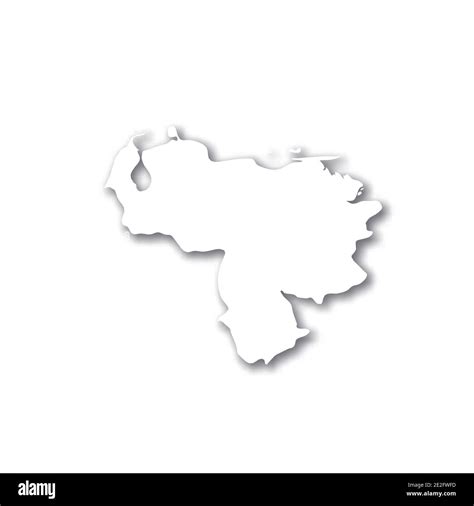 Venezuela White 3d Silhouette Map Of Country Area With Dropped Shadow