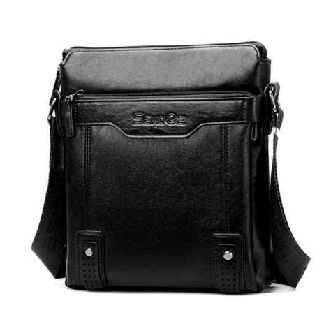 Men Genuine Leather Business Messenger Bag Solid Crossbody Shoulder Bag
