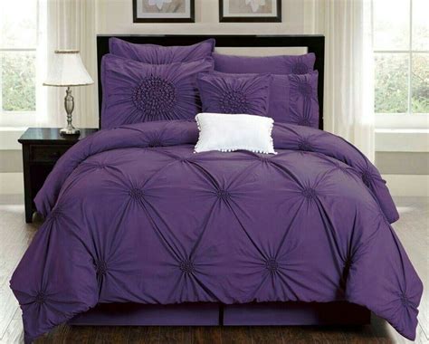 Purple Cotton Set Bed Linens Luxury Plum Bedding Comforter Sets