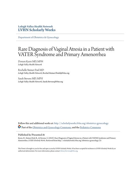Rare Diagnosis Of Vaginal Atresia In A Patient With VATER Syndrome And