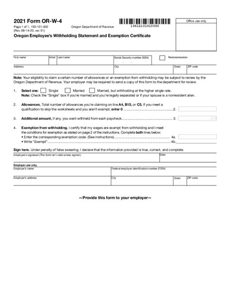 2021 W 4 Form Oregon Fill and Sign Printable Template Online US