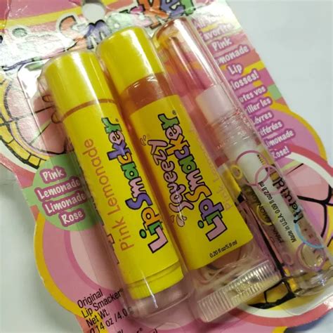 Lip Smacker Pink Lemonade Set Flavored Lip Balm Liquid Lip Gloss Squeezy 159 3499 Picclick
