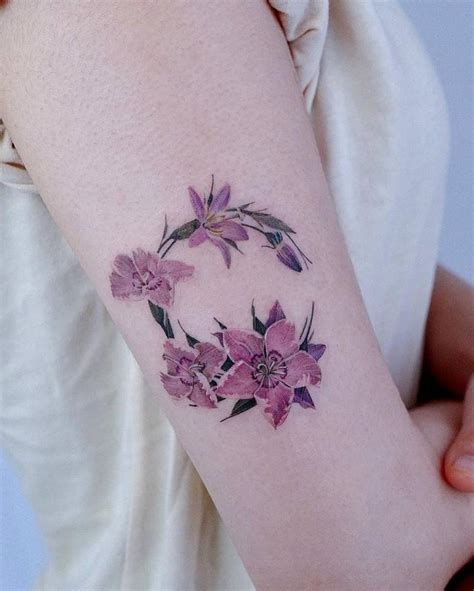 Micro Realistic China Pink Flower Tattoo