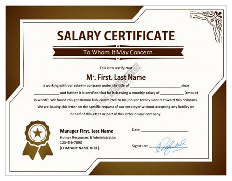 5 Free Employee Salary Certificate Templates With Sample Data In Ms Word