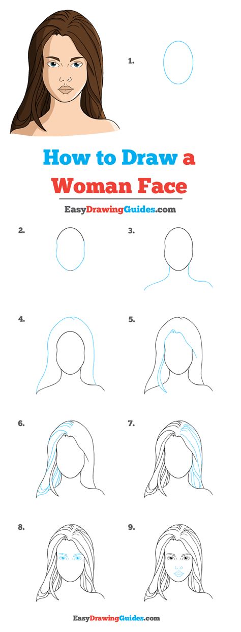How To Draw A Womans Face Really Easy Drawing Tutorial In 2021