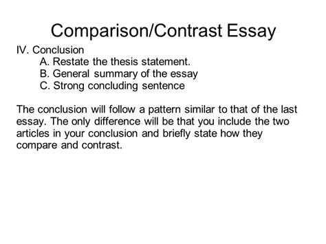 Staggering Compare And Contrast Essay Conclusion Thatsnotus