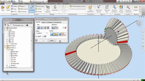 Bevel Gear Dynamic Simulation Through Autodesk Inventor 2010 Youtube