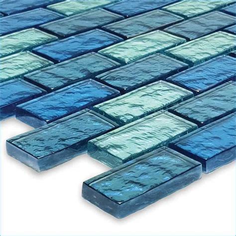 Iridescent Clear Glass Pool Tile Aqua Blend 1 X 2 In 2020 Pool Tile