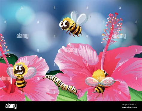 Bee Garden Spring Stock Vector Images Alamy