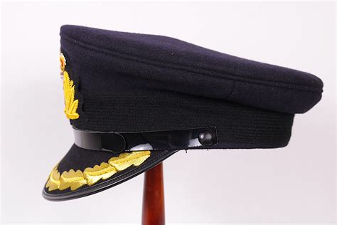 WW BRITISH NAVY OFFICER VISOR HAT GOLD BRAID CAP MILITARY Cm LGE WWII Militaria Medals