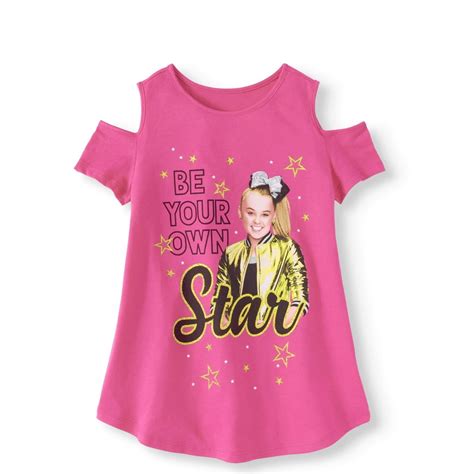 Jojo Siwa Nickelodeon Jojo Siwa Girls Glitter Graphic Cold Shoulder T