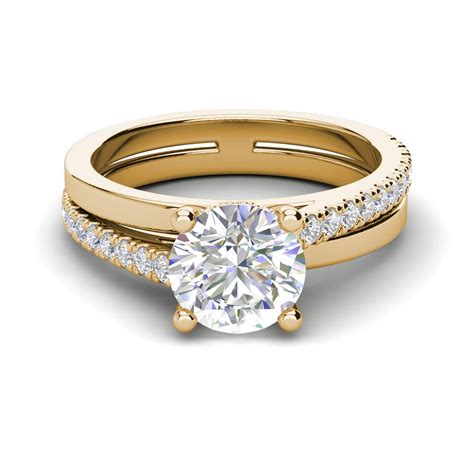 Pave Set 225 Carat Vvs2f Round Cut Diamond Engagement Ring Yellow