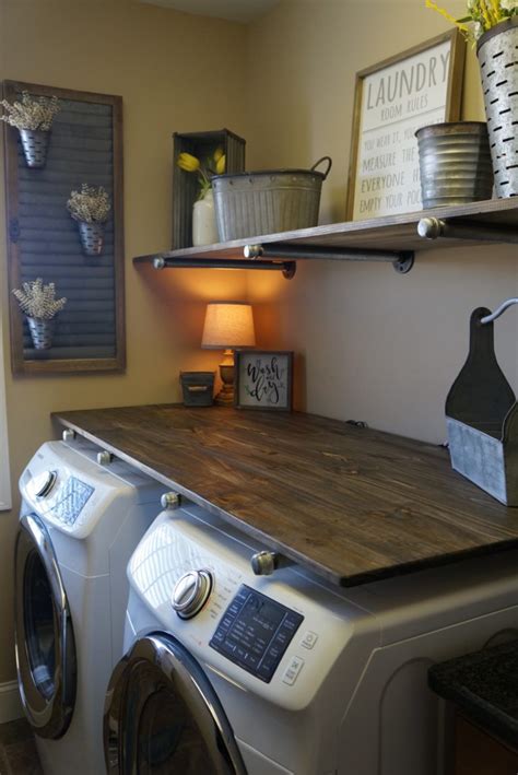 Laundry Room Makevover For Under 250 With Diy Rustic Industrial Pipe