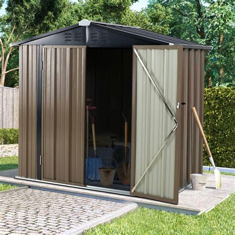 6 X 4 Outdoor Metal Storage Shed Steel Garden Backyard Sheds With D