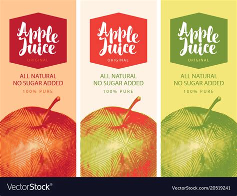 Label For Apple Juice With Apple And Inscription Vector Image