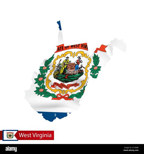 West Virginia State Map With Waving Flag Of Us State Vector