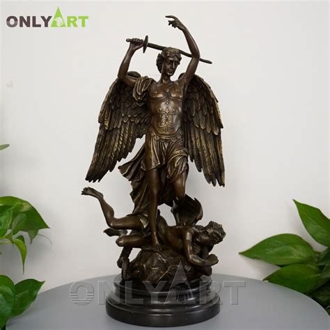 St Saint Michael Angel Slaying Devil Satan Miniature Statue Figure Oast