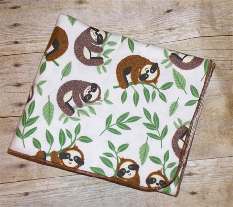 Sloth Baby Blanket Flannel Swaddle Blanket Gender Neutral Etsy