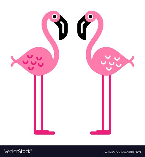 Two Flamingos Royalty Free Vector Image Vectorstock