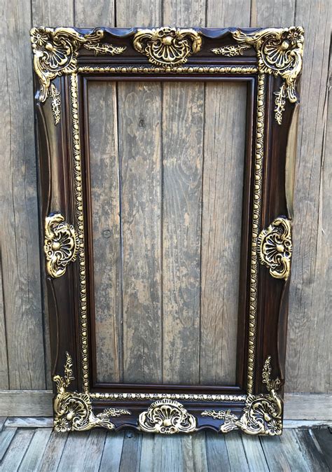 Classic Colonial Style Wood Picture Frame Dark Walnut Ornate Etsy