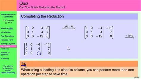 how to use matrices to solve systems of linear equations solving a system part 4 of 5 youtube