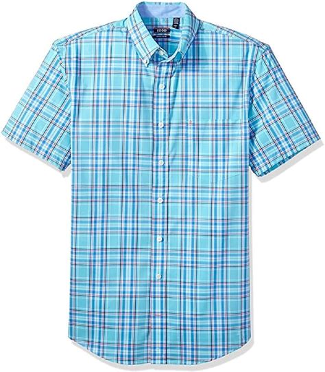 Izod Men S Big And Tall Short Sleeve Saltwater Plaid Shirt Blue Radiance Xl Tall Amazon Ca
