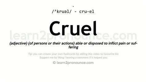 Cruel meaning, definition, what is cruel: Cruel pronunciation and definition - YouTube