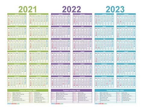 Printable 3 Year Calendar 2021 To 2023 Free Letter Templates Vrogue