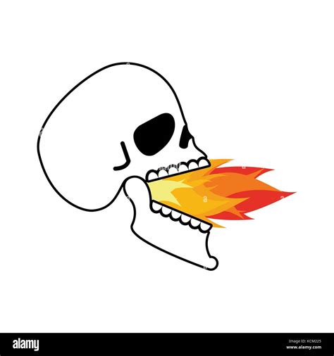 Skull Open Mouth Fire Head Of Skeleton Open Lower Jaw Vector