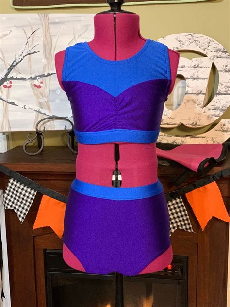 Claire 2 Piece Girls Dancewear Set In Contrast Colors Dance Etsy